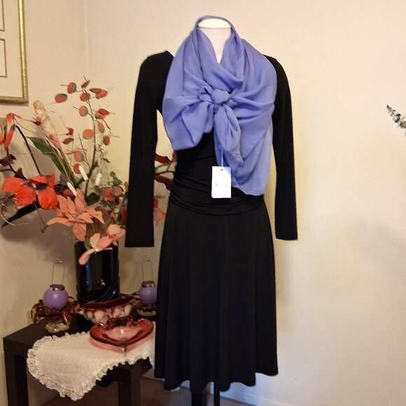 Vintage Women's NEW Stills 100% Silk Long Classic Luxury Light Purple Scarf - Picture 1 of 8